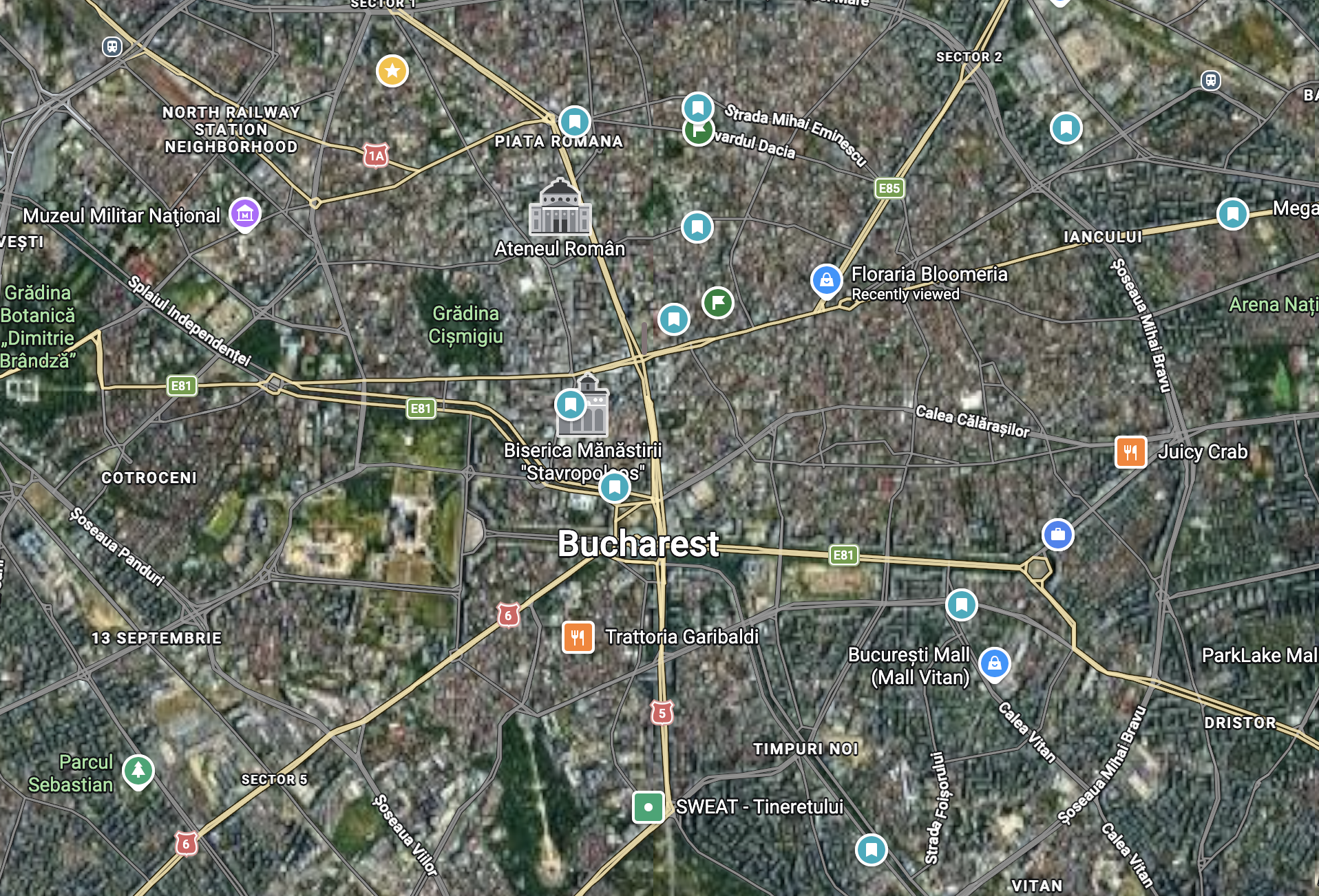 Harta Bucureștiului cu localizarea proiectelor DJR